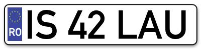 Placuta inmatriculare numar auto  IS-42-LAU, IS 42 LAU, IS42LAU