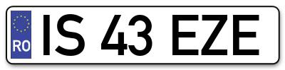Placuta inmatriculare numar auto  IS-43-EZE, IS 43 EZE, IS43EZE