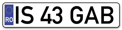 Placuta inmatriculare numar auto  IS-43-GAB, IS 43 GAB, IS43GAB