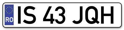 Placuta inmatriculare numar auto  IS-43-JQH, IS 43 JQH, IS43JQH