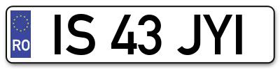 Placuta inmatriculare numar auto  IS-43-JYI, IS 43 JYI, IS43JYI