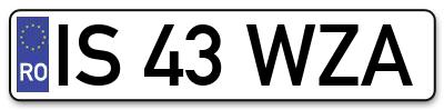 Placuta inmatriculare numar auto  IS-43-WZA, IS 43 WZA, IS43WZA