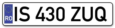 Placuta inmatriculare numar auto  IS-430-ZUQ, IS 430 ZUQ, IS430ZUQ