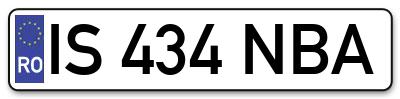 Placuta inmatriculare numar auto  IS-434-NBA, IS 434 NBA, IS434NBA