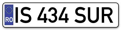 Placuta inmatriculare numar auto  IS-434-SUR, IS 434 SUR, IS434SUR