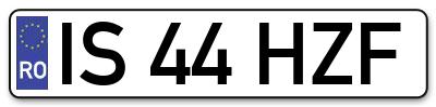Placuta inmatriculare numar auto  IS-44-HZF, IS 44 HZF, IS44HZF