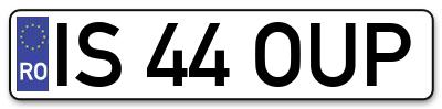 Placuta inmatriculare numar auto  IS-44-OUP, IS 44 OUP, IS44OUP