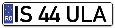 Placuta inmatriculare numar auto  IS-44-ULA, IS 44 ULA, IS44ULA