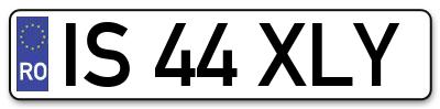 Placuta inmatriculare numar auto  IS-44-XLY, IS 44 XLY, IS44XLY