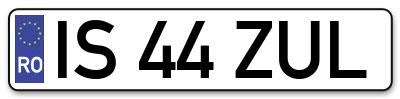 Placuta inmatriculare numar auto  IS-44-ZUL, IS 44 ZUL, IS44ZUL