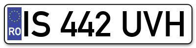 Placuta inmatriculare numar auto  IS-442-UVH, IS 442 UVH, IS442UVH
