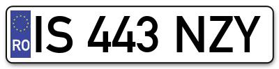 Placuta inmatriculare numar auto  IS-443-NZY, IS 443 NZY, IS443NZY