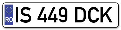 Placuta inmatriculare numar auto  IS-449-DCK, IS 449 DCK, IS449DCK
