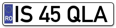 Placuta inmatriculare numar auto  IS-45-QLA, IS 45 QLA, IS45QLA