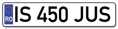 Placuta inmatriculare numar auto  IS-450-JUS, IS 450 JUS, IS450JUS
