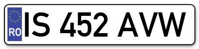 Placuta inmatriculare numar auto  IS-452-AVW, IS 452 AVW, IS452AVW