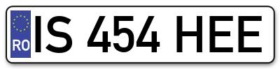 Placuta inmatriculare numar auto  IS-454-HEE, IS 454 HEE, IS454HEE