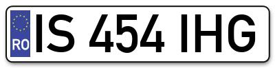 Placuta inmatriculare numar auto  IS-454-IHG, IS 454 IHG, IS454IHG