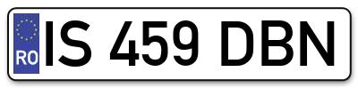 Placuta inmatriculare numar auto  IS-459-DBN, IS 459 DBN, IS459DBN