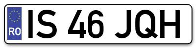 Placuta inmatriculare numar auto  IS-46-JQH, IS 46 JQH, IS46JQH