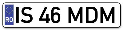 Placuta inmatriculare numar auto  IS-46-MDM, IS 46 MDM, IS46MDM