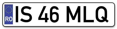 Placuta inmatriculare numar auto  IS-46-MLQ, IS 46 MLQ, IS46MLQ