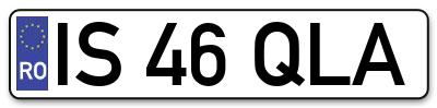 Placuta inmatriculare numar auto  IS-46-QLA, IS 46 QLA, IS46QLA