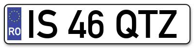 Placuta inmatriculare numar auto  IS-46-QTZ, IS 46 QTZ, IS46QTZ