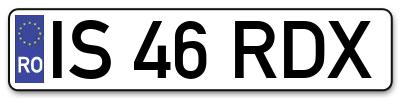 Placuta inmatriculare numar auto  IS-46-RDX, IS 46 RDX, IS46RDX