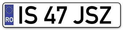 Placuta inmatriculare numar auto  IS-47-JSZ, IS 47 JSZ, IS47JSZ