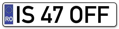 Placuta inmatriculare numar auto  IS-47-OFF, IS 47 OFF, IS47OFF