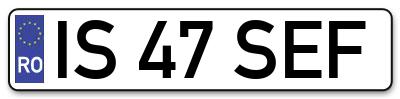 Placuta inmatriculare numar auto  IS-47-SEF, IS 47 SEF, IS47SEF