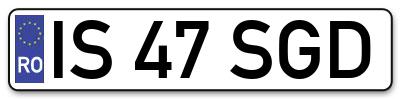 Placuta inmatriculare numar auto  IS-47-SGD, IS 47 SGD, IS47SGD