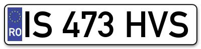 Placuta inmatriculare numar auto  IS-473-HVS, IS 473 HVS, IS473HVS