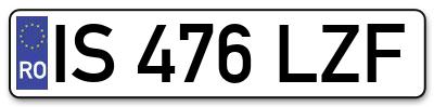 Placuta inmatriculare numar auto  IS-476-LZF, IS 476 LZF, IS476LZF