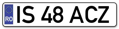 Placuta inmatriculare numar auto  IS-48-ACZ, IS 48 ACZ, IS48ACZ
