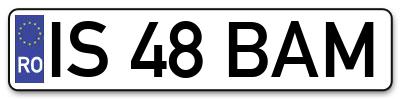 Placuta inmatriculare numar auto  IS-48-BAM, IS 48 BAM, IS48BAM