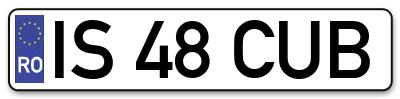 Placuta inmatriculare numar auto  IS-48-CUB, IS 48 CUB, IS48CUB