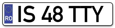 Placuta inmatriculare numar auto  IS-48-TTY, IS 48 TTY, IS48TTY