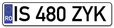 Placuta inmatriculare numar auto  IS-480-ZYK, IS 480 ZYK, IS480ZYK