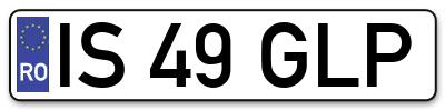 Placuta inmatriculare numar auto  IS-49-GLP, IS 49 GLP, IS49GLP