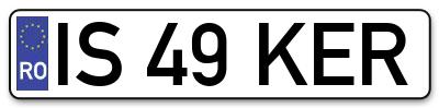 Placuta inmatriculare numar auto  IS-49-KER, IS 49 KER, IS49KER