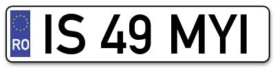 Placuta inmatriculare numar auto  IS-49-MYI, IS 49 MYI, IS49MYI