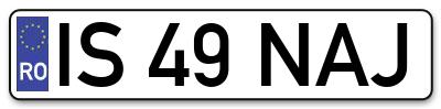 Placuta inmatriculare numar auto  IS-49-NAJ, IS 49 NAJ, IS49NAJ