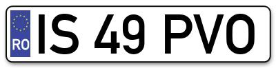 Placuta inmatriculare numar auto  IS-49-PVO, IS 49 PVO, IS49PVO