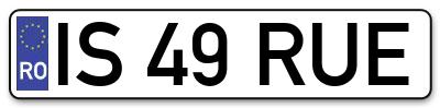 Placuta inmatriculare numar auto  IS-49-RUE, IS 49 RUE, IS49RUE