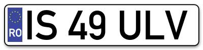 Placuta inmatriculare numar auto  IS-49-ULV, IS 49 ULV, IS49ULV