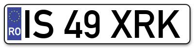 Placuta inmatriculare numar auto  IS-49-XRK, IS 49 XRK, IS49XRK