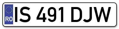 Placuta inmatriculare numar auto  IS-491-DJW, IS 491 DJW, IS491DJW