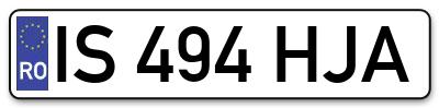 Placuta inmatriculare numar auto  IS-494-HJA, IS 494 HJA, IS494HJA